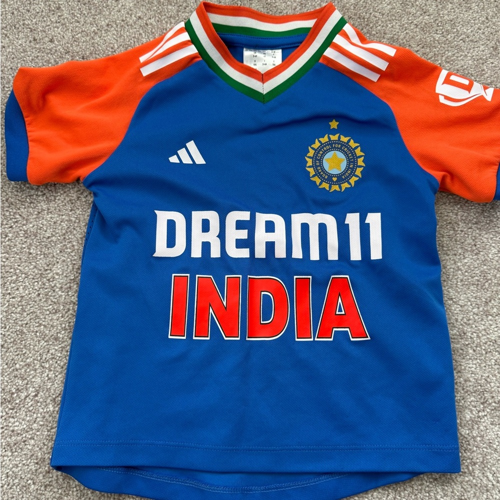 adidas Kids Blue and Orange India Jersey cricket official